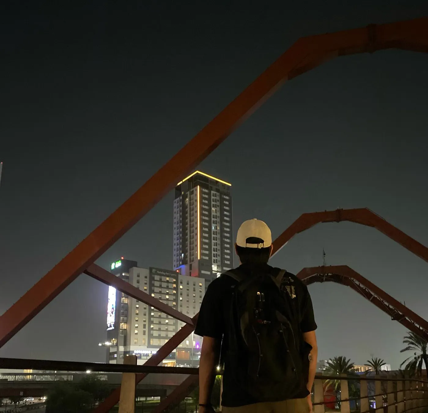 Walking through the city at night